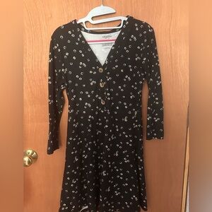 Floral black long sleeved dress